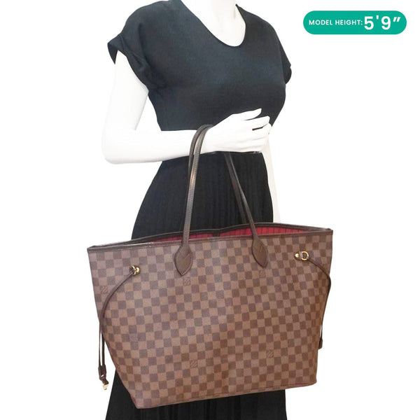 LOUIS VUITTON Neverfull GM Damier Ebene Tote Bag Brown