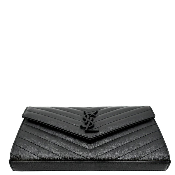 YVES SAINT LAURENT Cassandre Matelasse Chain Wallet Crossbody Bag Black