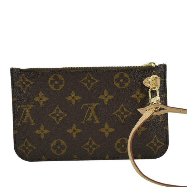 LOUIS VUITTON Neverfull Monogram Canvas Pochette Wristlet Pouch Brown