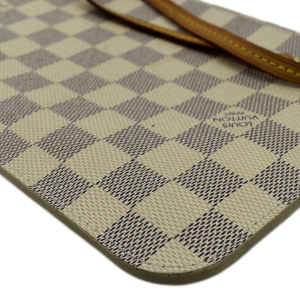 LOUIS VUITTON Neverfull GM Damier Azur Pochette Wristlet Pouch White