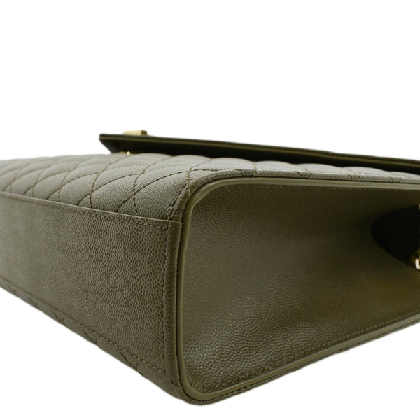 YVES SAINT LAURENT Large Envelope Flap Matelasse Leather Shoulder Bag Khaki Green