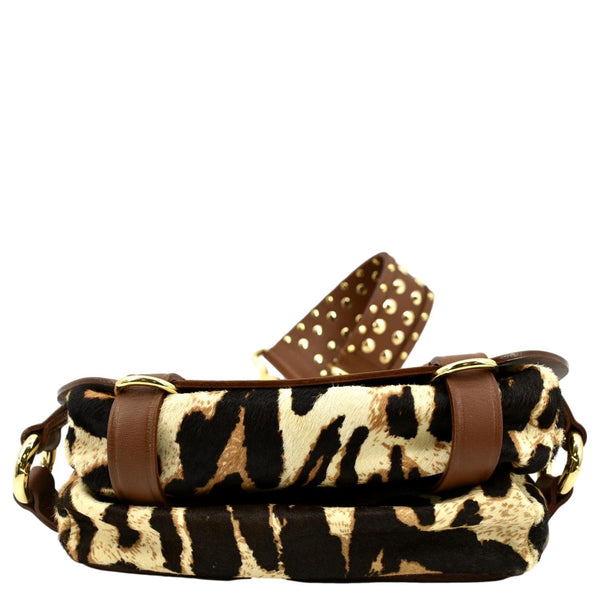 BURBERRY Bridle Pony Hair Leather Shoulder Bag Tan