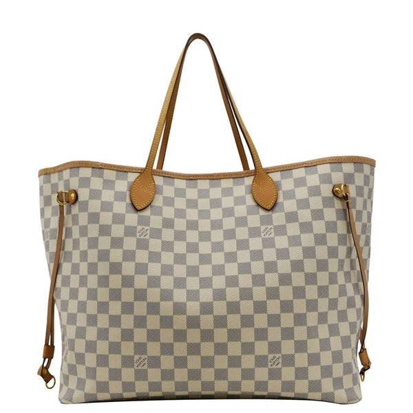 LOUIS VUITTON Neverfull GM Damier Azur Tote Shoulder Bag Rose Ballerine