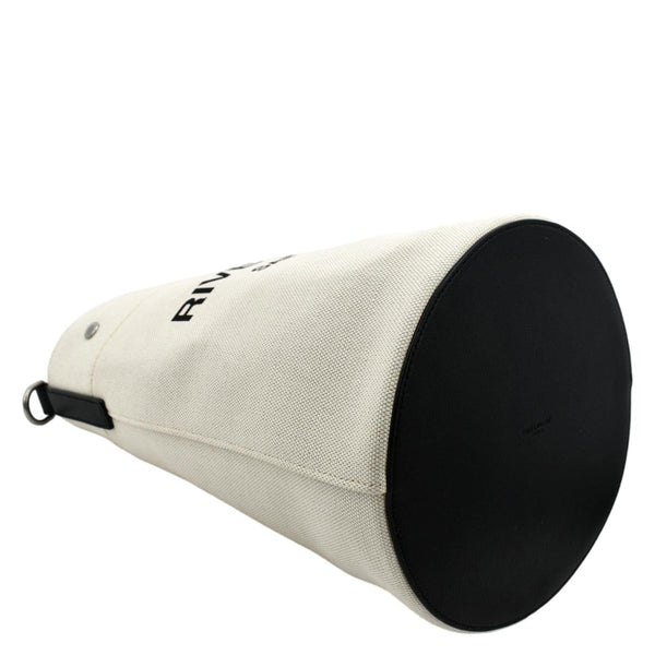 Yves Saint Laurent Rive Gauche Linen Bucket Bag White - Bottom Left
