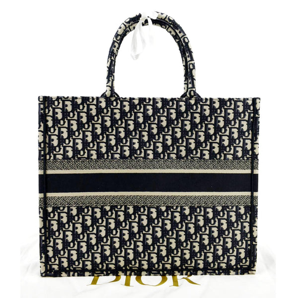 CHRISTIAN DIOR Large Book Oblique Embroidered Canvas Tote Bag Multicolor