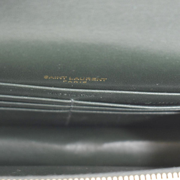 YVES SAINT LAURENT Sunset Crocodile Embossed Leather Crossbody Bag Green