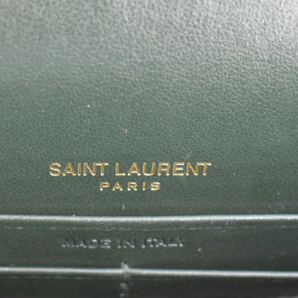 YVES SAINT LAURENT Sunset Crocodile Embossed Leather Crossbody Bag Green