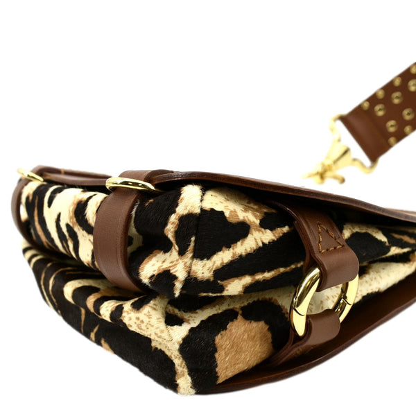 BURBERRY Bridle Pony Hair Leather Shoulder Bag Tan