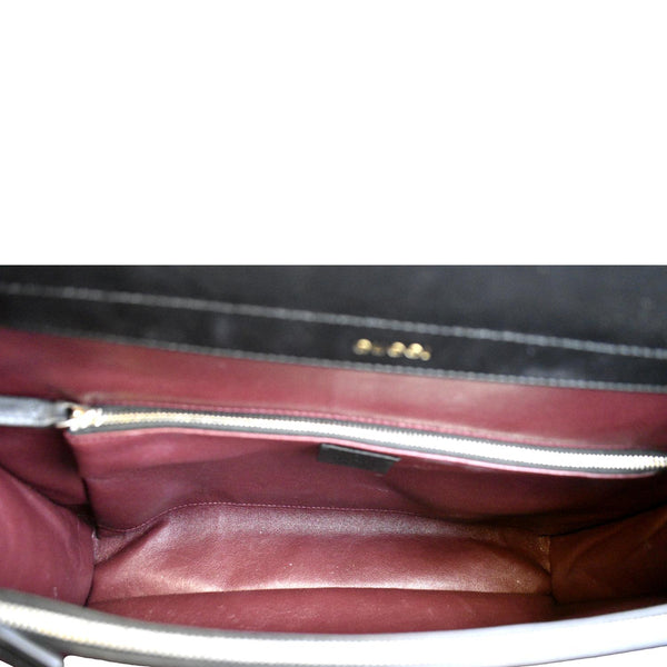 GUCCI Medium Zumi Diagonal Stripe Leather Top Handle Shoulder Bag Beige 564714