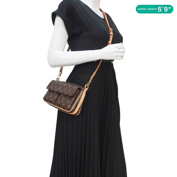 LOUIS VUITTON Vivacite Monogram Canvas Crossbody Bag Brown
