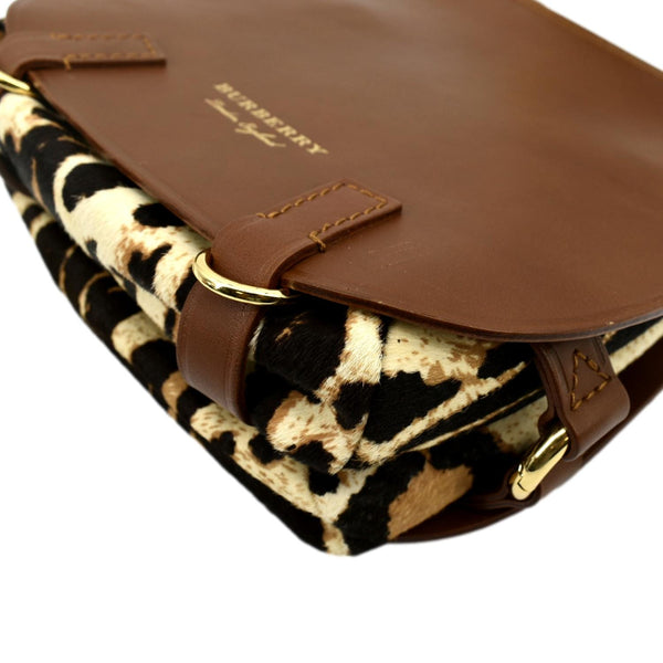 BURBERRY Bridle Pony Hair Leather Shoulder Bag Tan