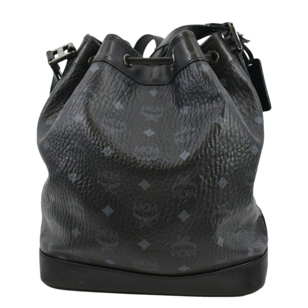 MCM Drawstring Visetos Canvas Bucket Bag Black
