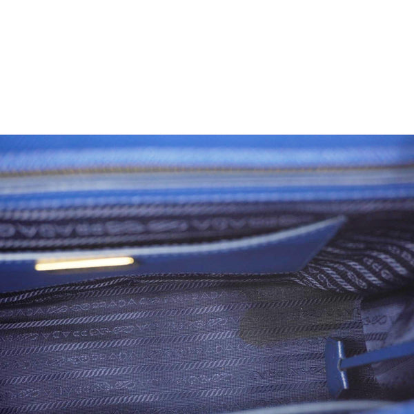 PRADA Galleria Double Zip Medium Saffiano Lux Leather Tote Bag Blue