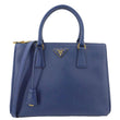 PRADA Galleria Double Zip Medium Saffiano Lux Leather Tote Bag Blue