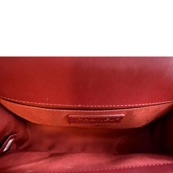 CHANEL Boy Small Quilted Leather Shoulder Bag Red