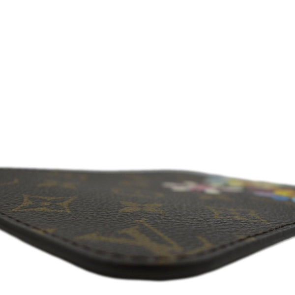 LOUIS VUITTON Neverfull Monogram Canvas Pochette Wristlet Pouch Brown