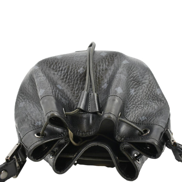 MCM Drawstring Visetos Canvas Bucket Bag Black