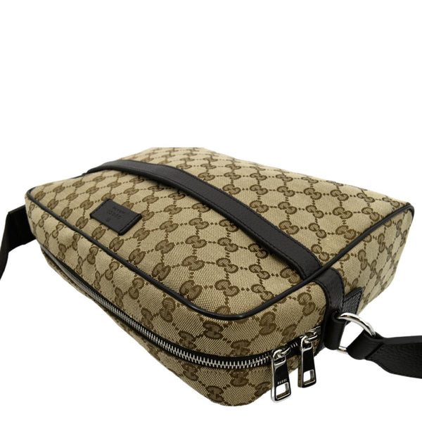 GUCCI GG Monogram Canvas Messenger Bag Dark Beige 449173