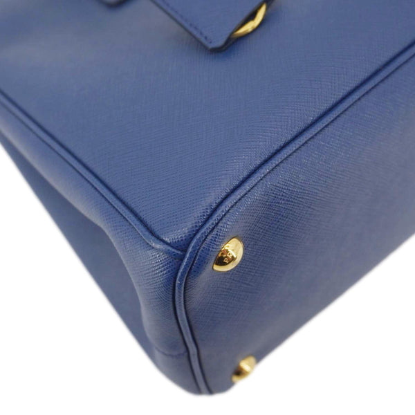 PRADA Galleria Double Zip Medium Saffiano Lux Leather Tote Bag Blue
