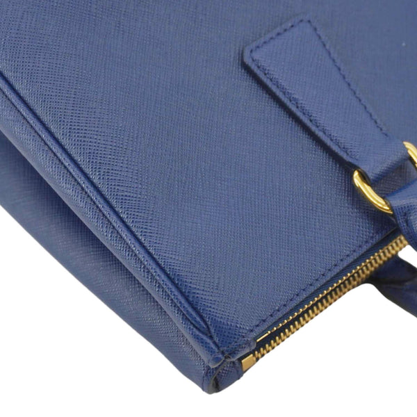 PRADA Galleria Double Zip Medium Saffiano Lux Leather Tote Bag Blue
