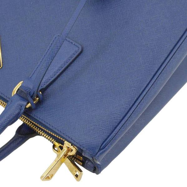 PRADA Galleria Double Zip Medium Saffiano Lux Leather Tote Bag Blue
