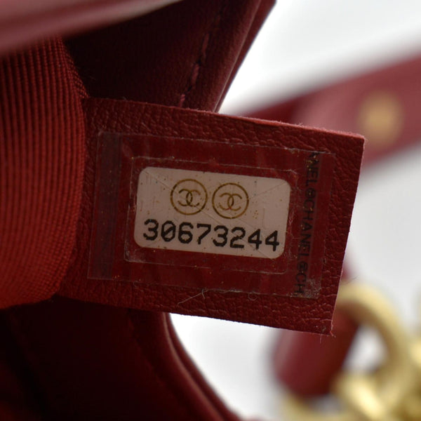 CHANEL Boy Small Quilted Leather Shoulder Bag Red