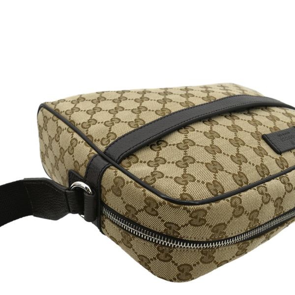 GUCCI GG Monogram Canvas Messenger Bag Dark Beige 449173