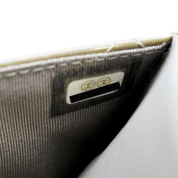 CHANEL Patent Leather Wallet on Chain Crossbody Bag Beige