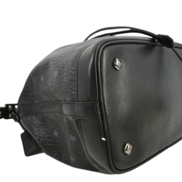 MCM Drawstring Visetos Canvas Bucket Bag Black