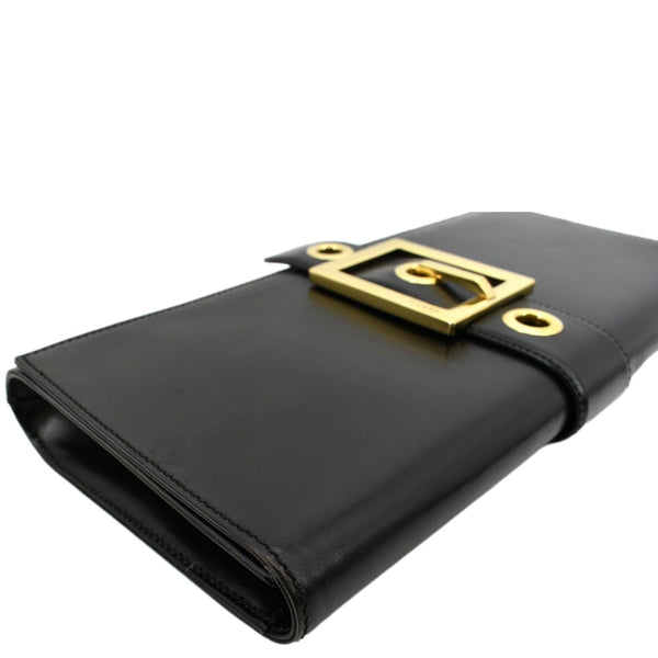 GUCCI Lady Buckle Leather Clutch Black 323653
