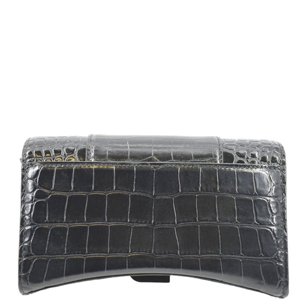 BALENCIAGA Hourglass Leather Chain Wallet Shoulder Bag Black