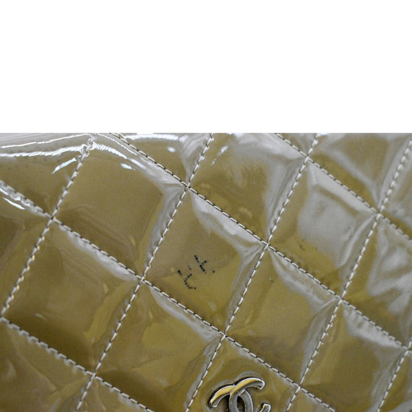 CHANEL Patent Leather Wallet on Chain Crossbody Bag Beige
