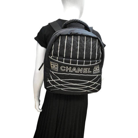 CHANEL Rucksack Sports Line Nylon Backpack Bag Black