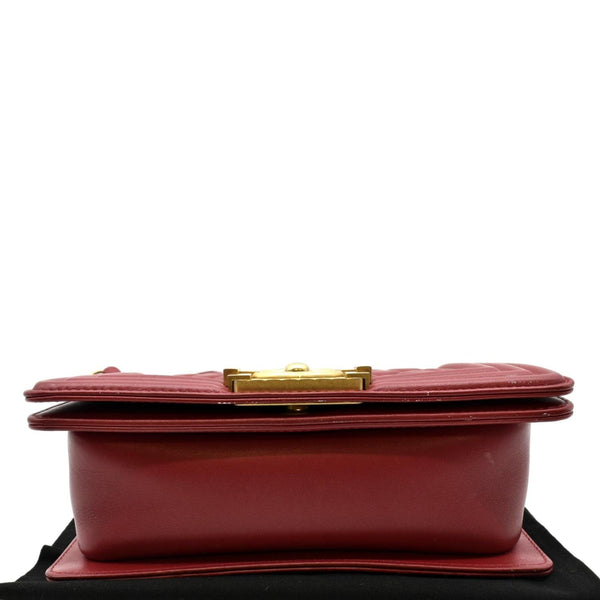 CHANEL Boy Small Quilted Leather Shoulder Bag Red