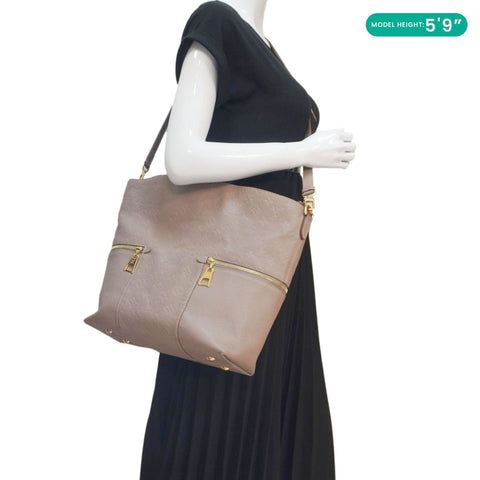 LOUIS VUITTON Melie Monogram Empreinte Leather Hobo Shoulder Bag Beige