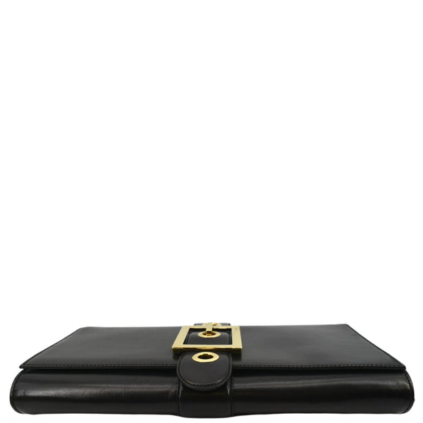 GUCCI Lady Buckle Leather Clutch Black 323653
