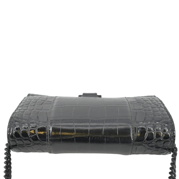 BALENCIAGA Hourglass Leather Chain Wallet Shoulder Bag Black