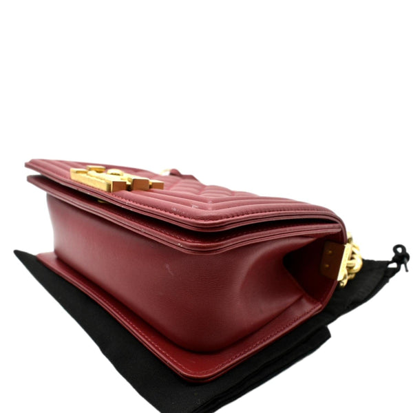 CHANEL Boy Small Quilted Leather Shoulder Bag Red