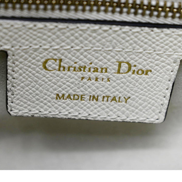 CHRISTIAN DIOR Saddle Grained Calfskin Leather Shoulder Bag Ivory