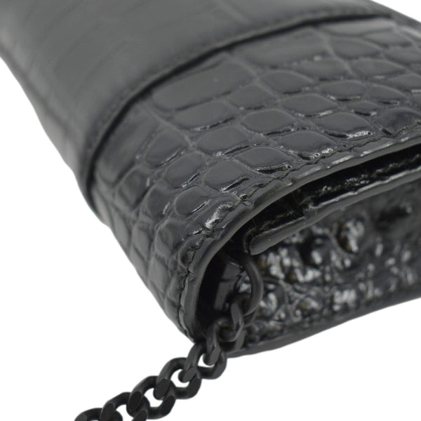 BALENCIAGA Hourglass Leather Chain Wallet Shoulder Bag Black