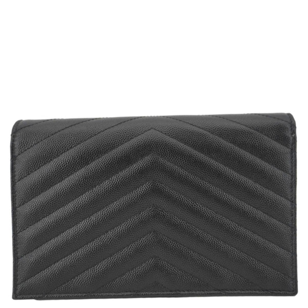 YVES SAINT LAURENT Cassandre Leather Wallet On Chain Crossbody Bag Black