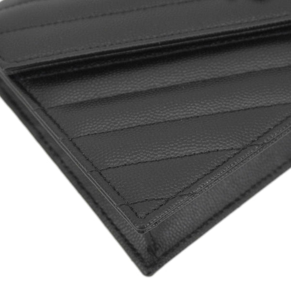 YVES SAINT LAURENT Cassandre Leather Wallet On Chain Crossbody Bag Black