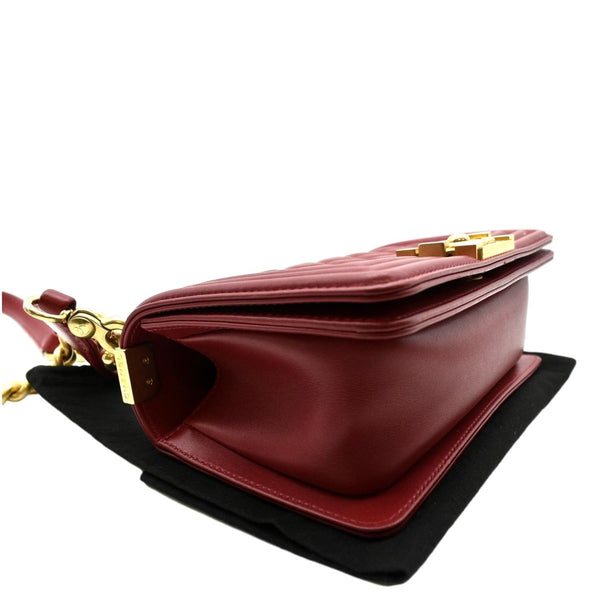 CHANEL Boy Small Quilted Leather Shoulder Bag Red