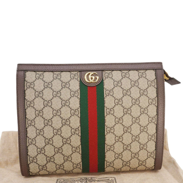 GUCCI Ophidia GG Supreme Canvas Zip Pouch Beige 625549