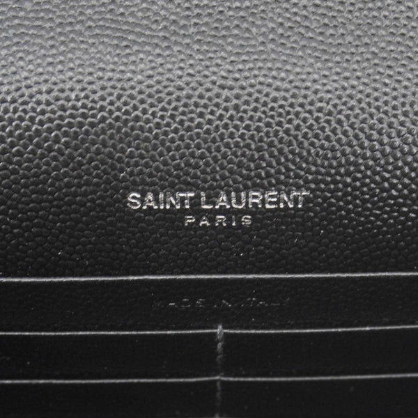 YVES SAINT LAURENT Cassandre Leather Wallet On Chain Crossbody Bag Black