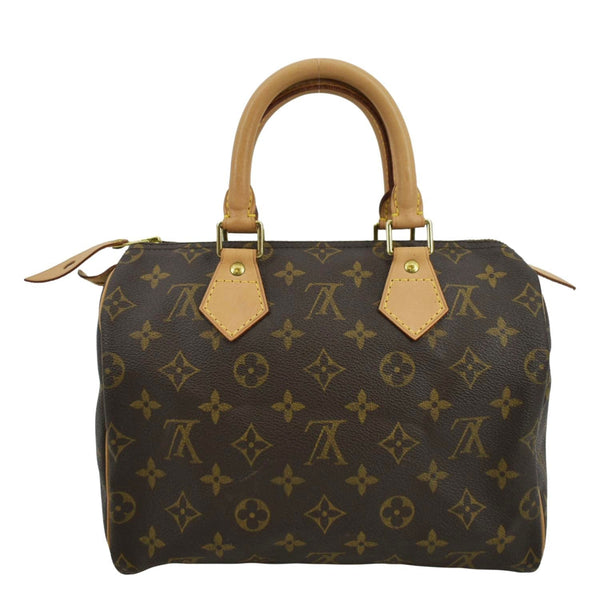 LOUIS VUITTON Speedy 25 Monogram Canvas Satchel Bag Brown