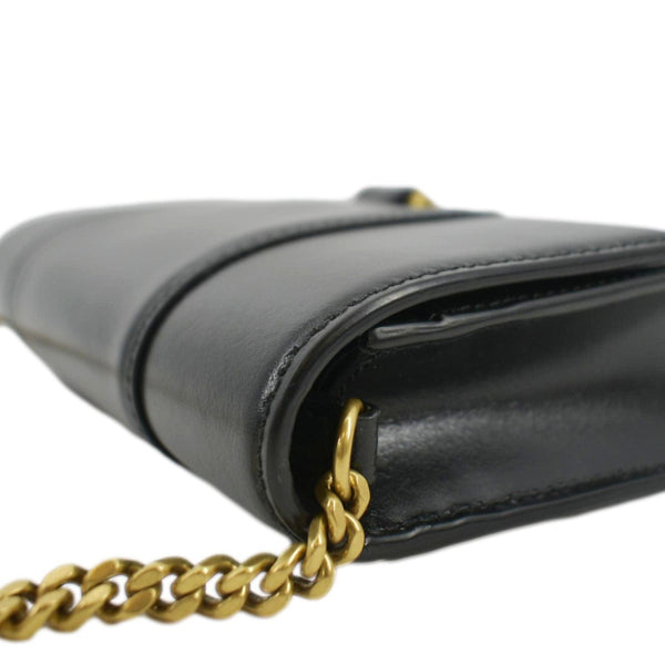 BALENCIAGA Hourglass Leather Chain Wallet Shoulder Bag Black