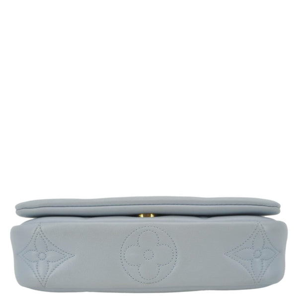 LOUIS VUITTON Calfskin Bubblegram Leather Wallet on Strap Bag Light Blue