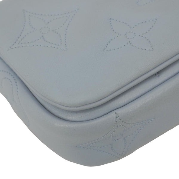 LOUIS VUITTON Calfskin Bubblegram Leather Wallet on Strap Bag Light Blue