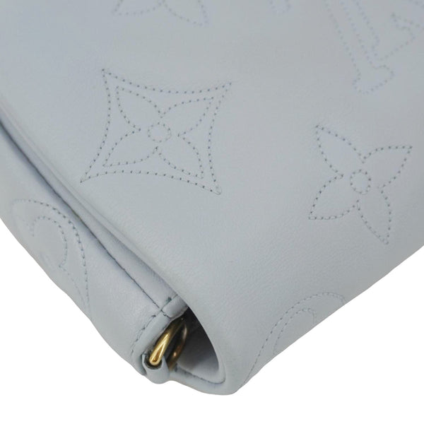 LOUIS VUITTON Calfskin Bubblegram Leather Wallet on Strap Bag Light Blue